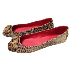 Jeffrey Campbell FLIPPED Brown Python Snakeskin Flats - Size 8.5